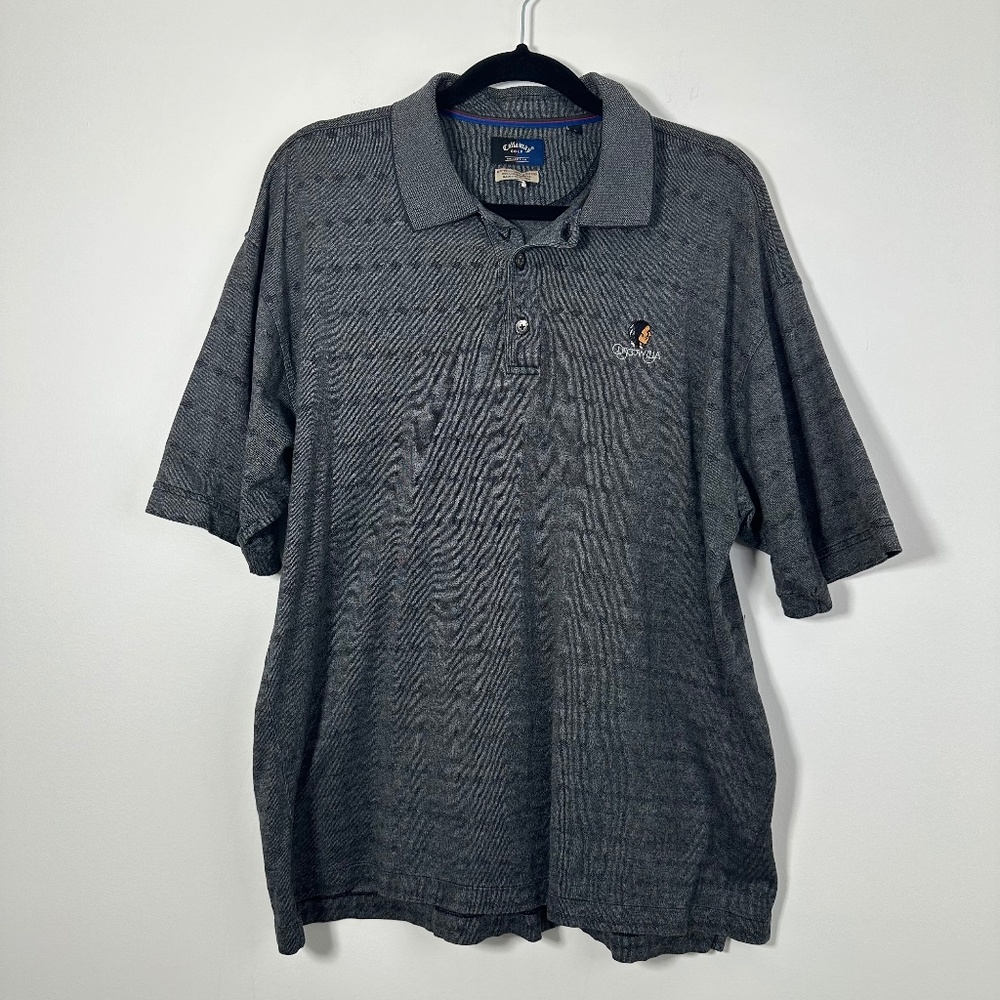 Callaway Golf Polo Men's Sz Large Grey with Cuscowilla Logo Used Great Condition